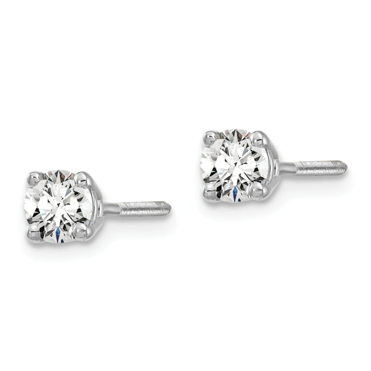 14K White Gold Lab Grown Diamond 1/3ctw VS/SI GH Screw Back 4 Prong Earrings