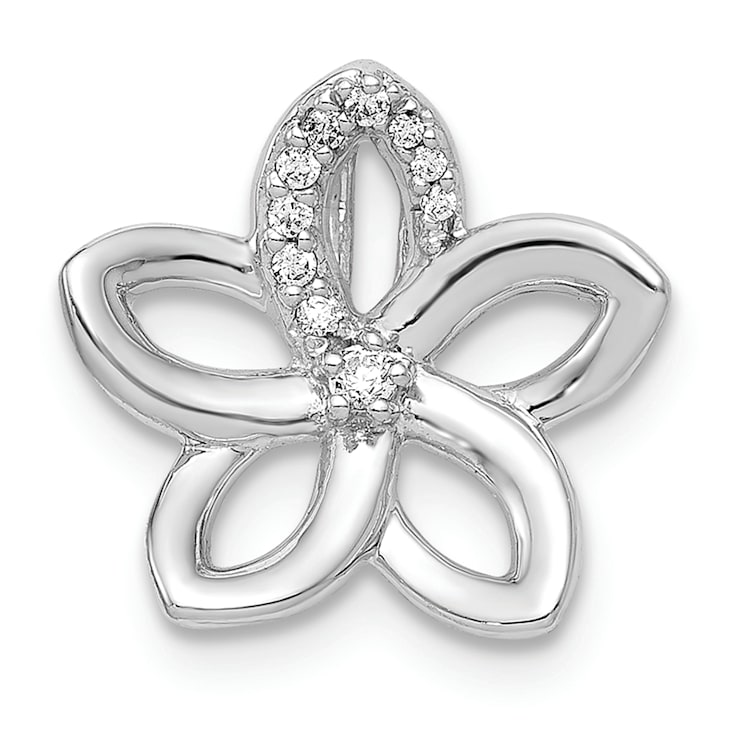 Rhodium Over 14k White Gold Diamond Accent Flower Chain Slide Pendant
