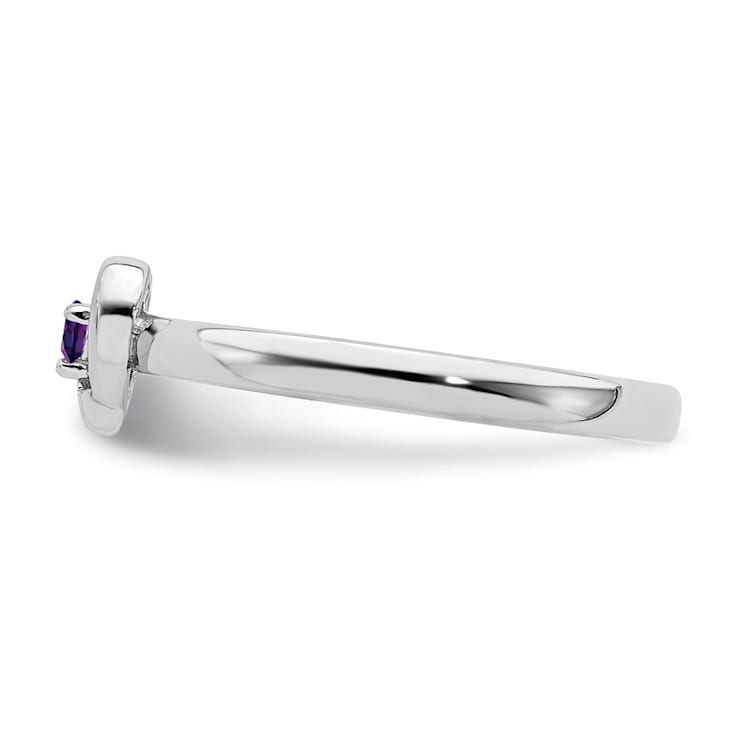 Sterling Silver Stackable Expressions Amethyst Heart Ring 0.06ctw