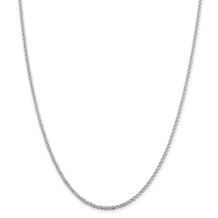 Rhodium Over Sterling Silver 2.3mm Solid Rope Chain