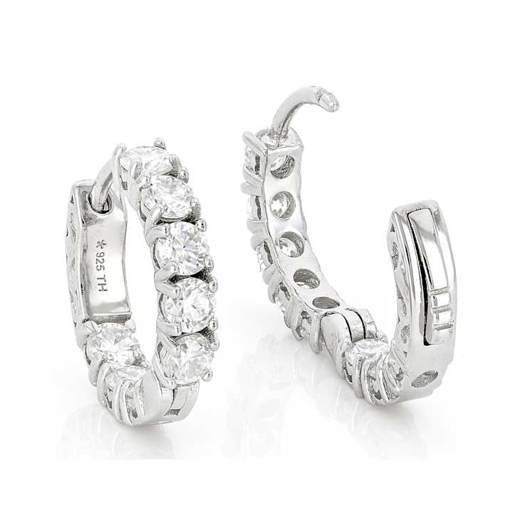 Moissanite Inside-Out Hoop Earrings In PlatInum-Enhanced Sterling Silver