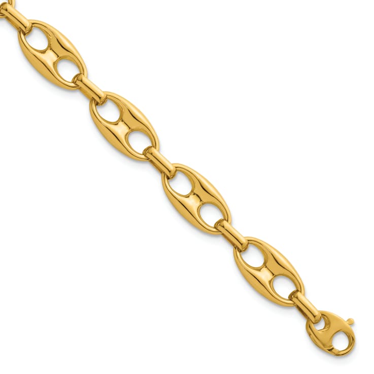 14K Yellow Gold 10mm Anchor Link 8.5 Inch Bracelet