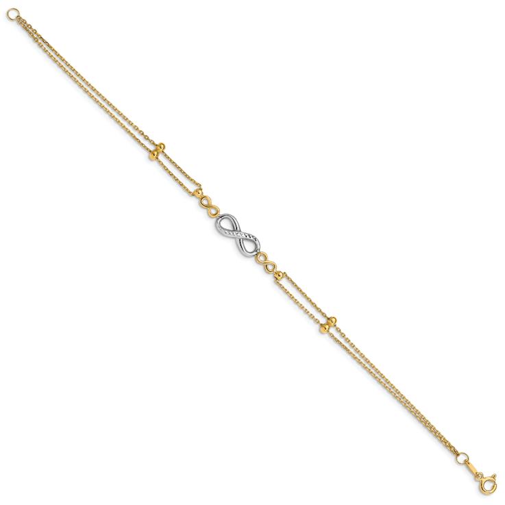 14k Two-tone Gold Polished and Diamond-Cut Multi-Strand Infinity Bracelet