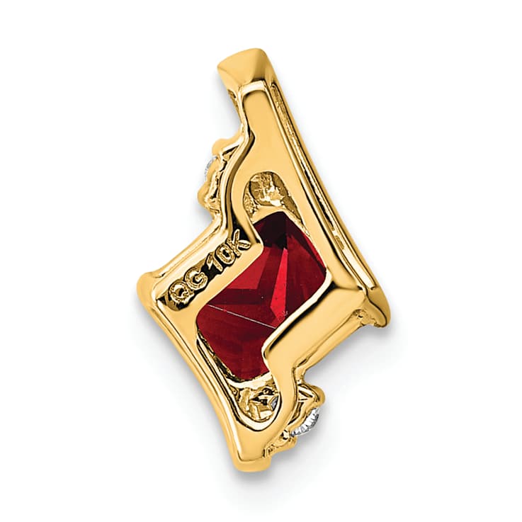 10k Yellow Gold 0.71 ctw Cushion Garnet and Diamond Chain Slide Pendant