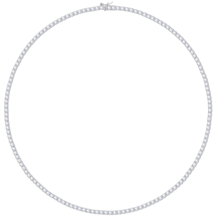 White Cubic Zirconia Platinum Over Sterling Silver Tennis Necklace 14.50ctw