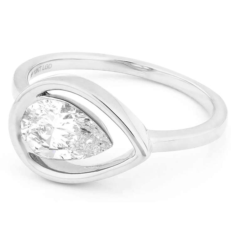 Timeless Lab-Grown Floating Pear Diamond Solitaire Ring In White Gold
