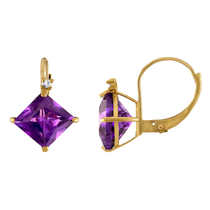 Amethyst leverback gold best sale earrings