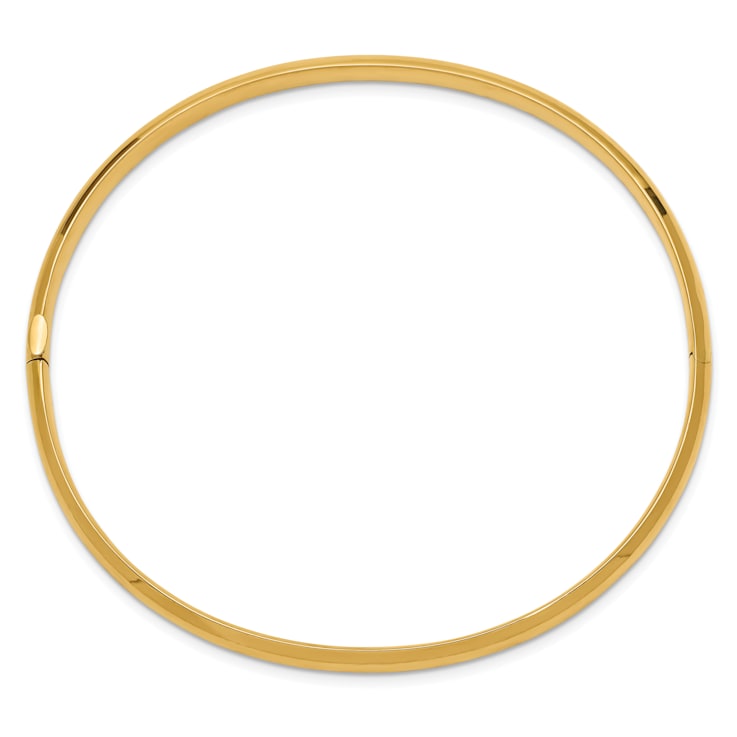 14k Yellow Gold 5mm Oversized High Polished Hinged Bangle Bracelet