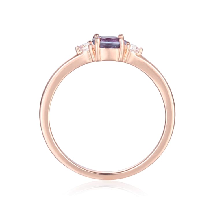 Blue Lab Created Alexandrite and White Sapphire 14K Rose Gold Over
Sterling Silver Dainty Ring