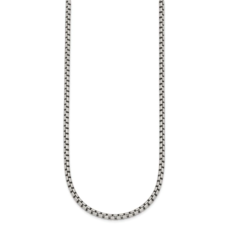 Sterling Silver Antiqued and Satin 3.2mm Box 16 Inch Chain