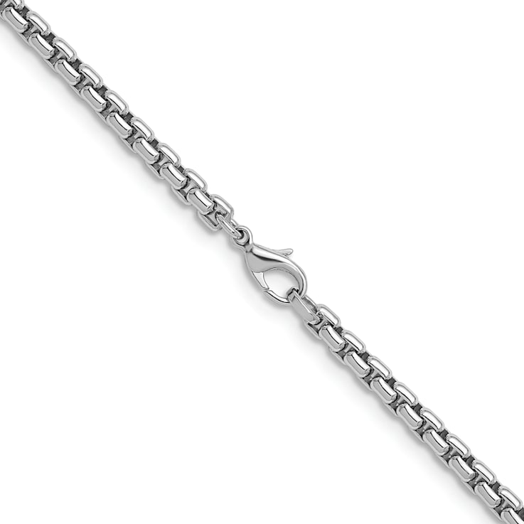 Rhodium Over Sterling Silver 6.0mm Box 30 Inch Chain