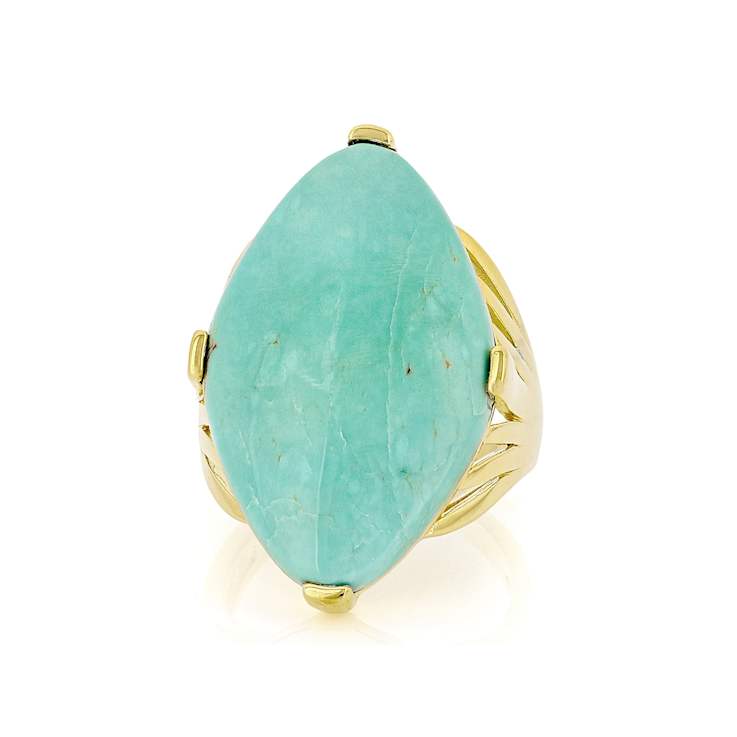 Bold Oval Solitaire Ring In 18K Gold Over Sterling Silver 28x18mm