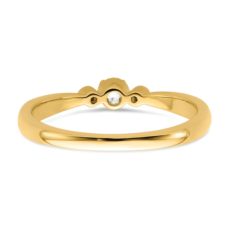 14K Yellow Gold Petite Beaded Edge Round Diamond Ring 0.1ctw
