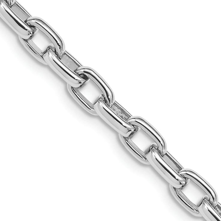 Rhodium Over 14k White Gold 5mm Hand Polished Fancy Link Bracelet