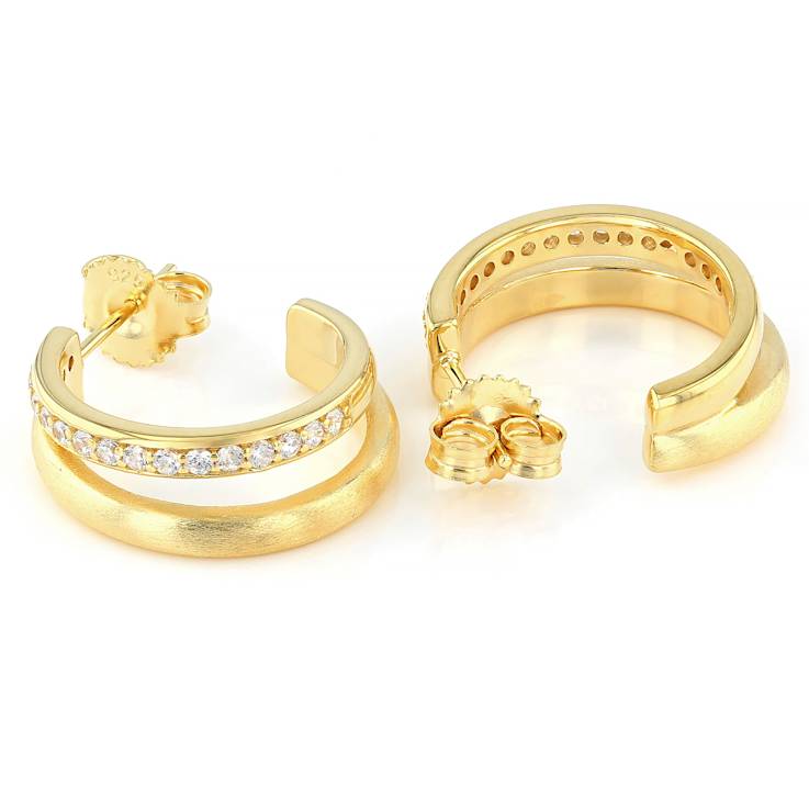 CZ J-Hoop Earrings In 18K Gold Over Sterling Silver 0.81ctw
