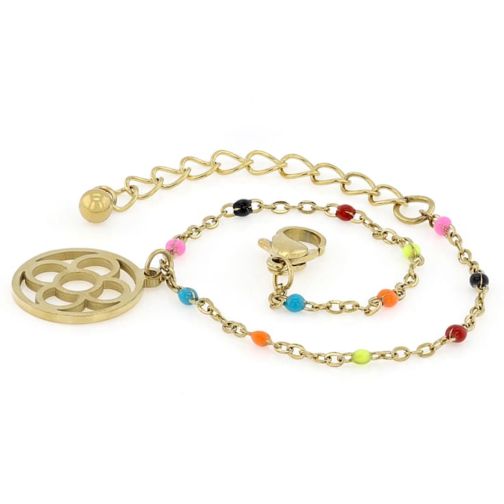 Bead Station Charm Bracelet In Gold-Tone 2mm
