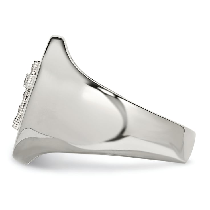 White Cubic Zirconia Stainless Steel Polished with Sterling Silver Cross
Men's Signet Ring
