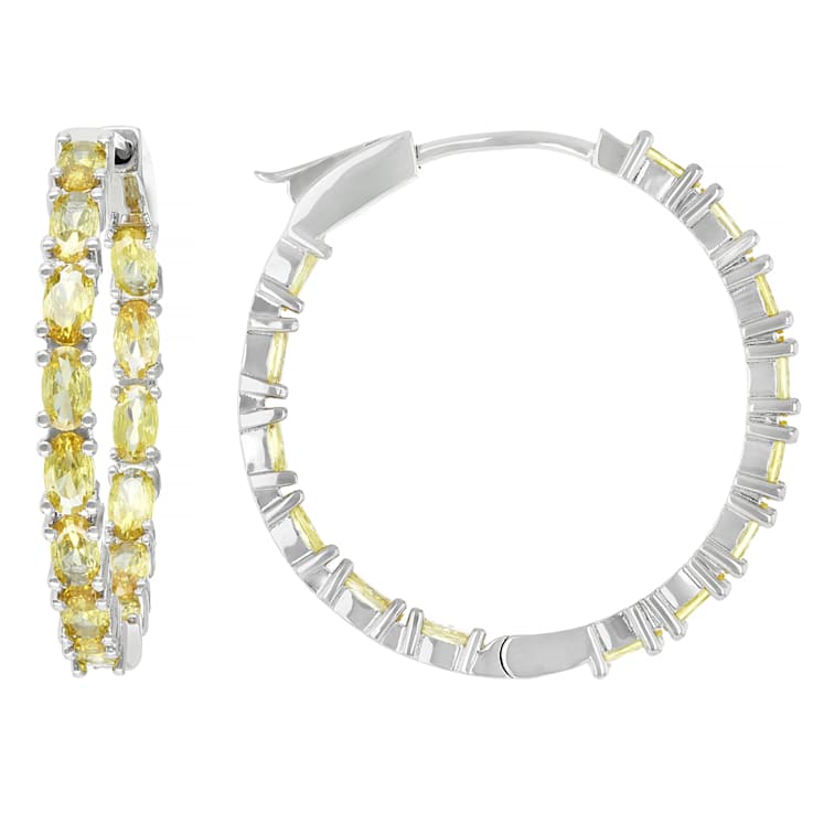 Inside-Out Yellow CZ Hoop Earrings