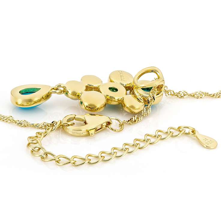 Turquoise And Cultured Seed Pearl Pendant Necklace In 18K Gold Over
Sterling Silver