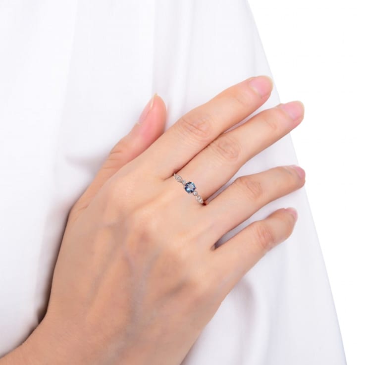 Blue Lab Created Alexandrite with Moissanite Accents 14K Rose Gold Over
Sterling Silver Ring