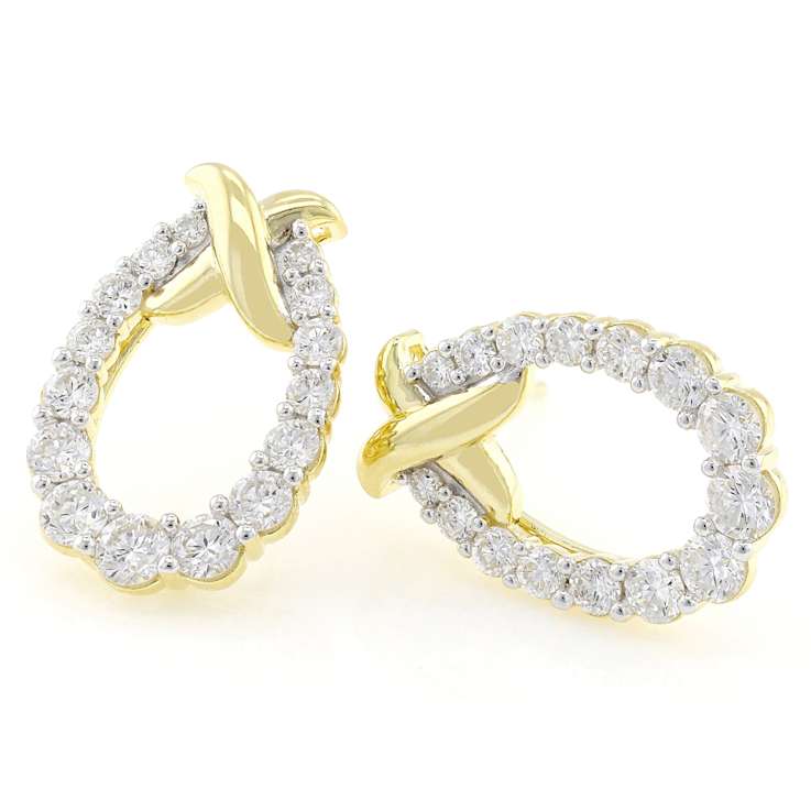 Graceful Lab-Grown Diamond Drop Earrings 1.50ctw In 18K Gold Over
Sterling Silver