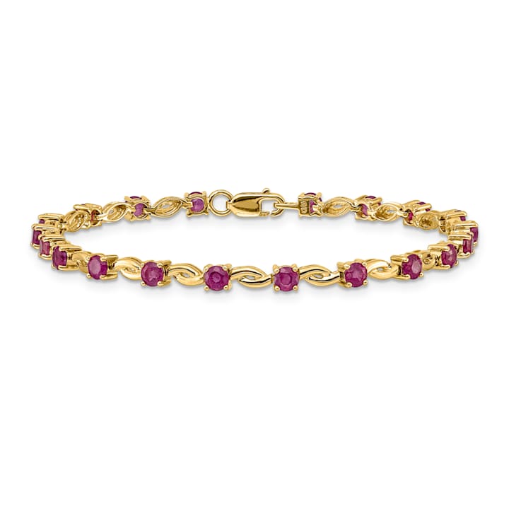 14k Yellow Gold Oval Ruby Bracelet