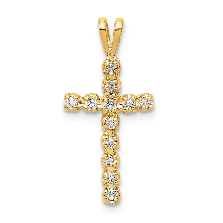 14K Yellow Gold A Diamond Latin Cross Pendant