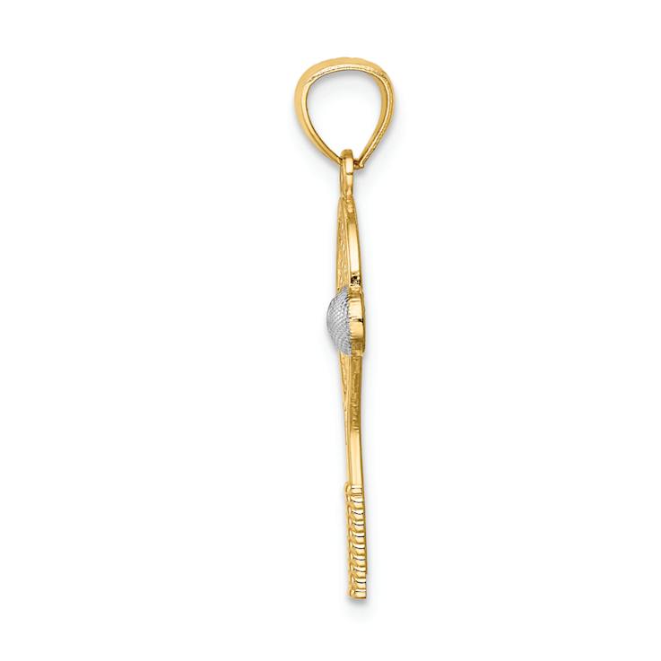 14k Two-tone Gold Textured Gold Tennis Pendant