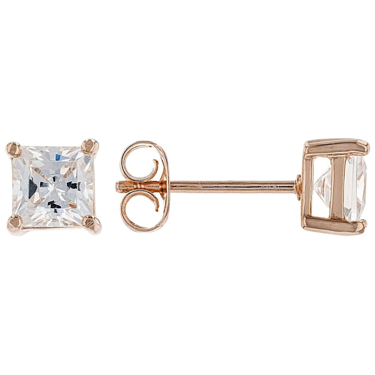 White Cubic Zirconia 18K Rose Gold Over Sterling Silver Stud Earrings 2.14ctw