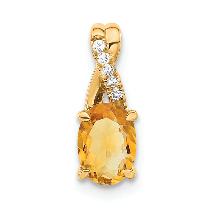 10k Yellow Gold 0.725 cttw Oval Yellow Citrine November Birthstone and
Diamond Pendant