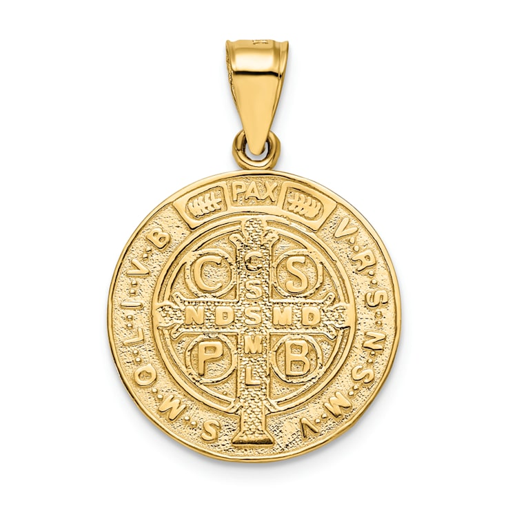14K Yellow Gold San Benito 2 Sided Round Pendant