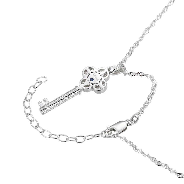 White Cubic Zirconia Platineve® Key Pendant With Chain 1.28ctw