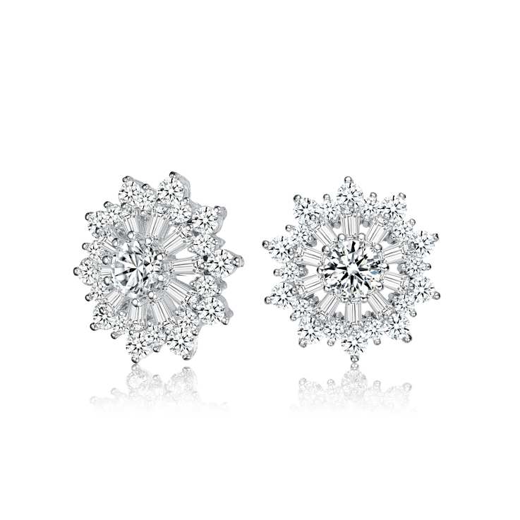 CZ Wreath Stud Earrings In Sterling Silver