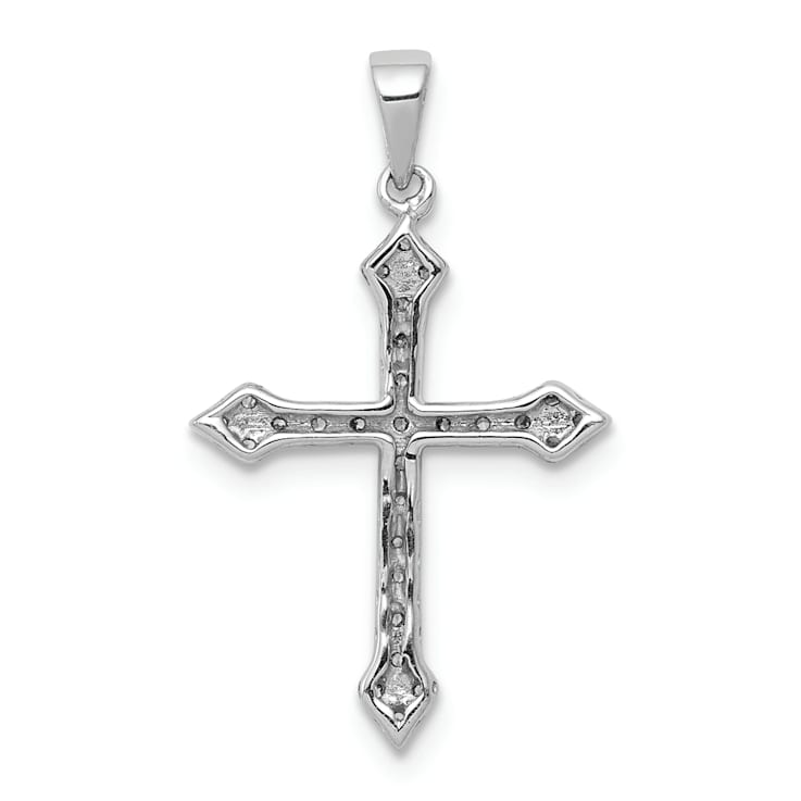 Rhodium Over 14k White Gold Diamond Cross Pendant