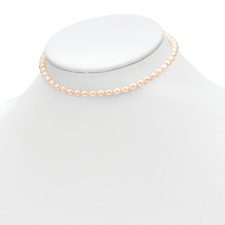 14K Yellow Gold Pink Freshwater Cultured Pearl 12 Inch Necklace, 5 Inch
Bracelet and Earring Set
