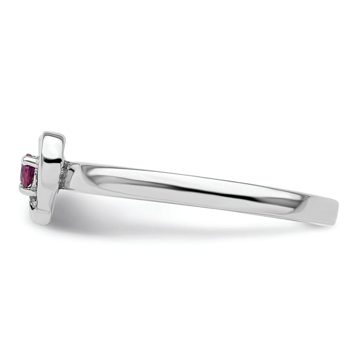 Sterling Silver Stackable Expressions Rhodolite Heart Ring 0.09ctw
