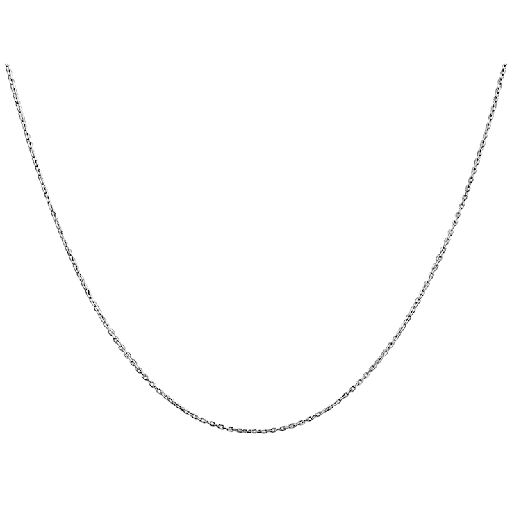 14k White Gold 0.8mm Diamond Cut Cable Chain 18 Inches