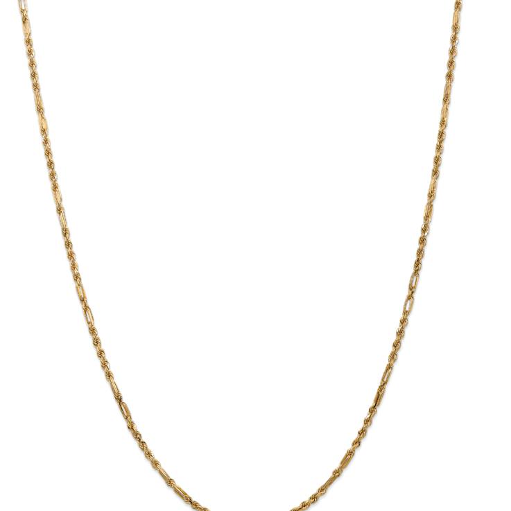 14k Yellow Gold 2.5mm Solid Diamond-Cut Milano Rope 20 Inch Chain