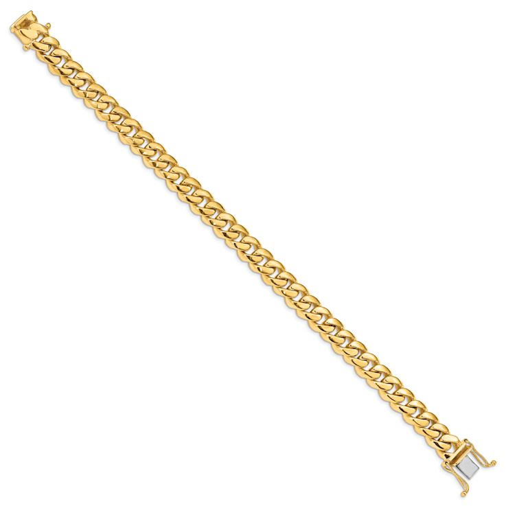 14k Yellow Gold and 14k White Gold 8.7mm Hand-polished Miami Cuban Link Bracelet