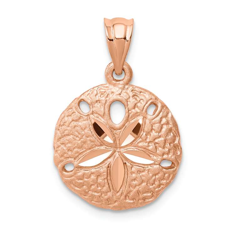 14k Rose Gold Brushed and Diamond-Cut Sand Dollar Pendant