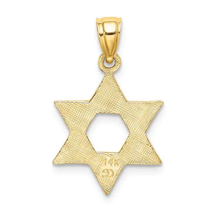 14k Yellow Gold Textured Swirls Star Of David Charm