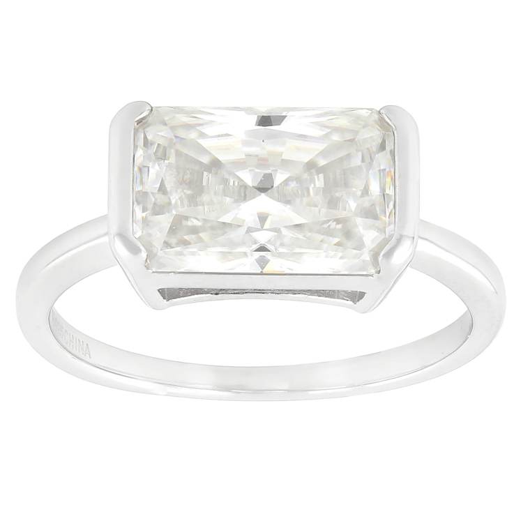Moissanite Radiant-Cut Solitaire Ring In Platinum-Enhanced Sterling
Silver 4.00ctw Diamond Equivalent Weight