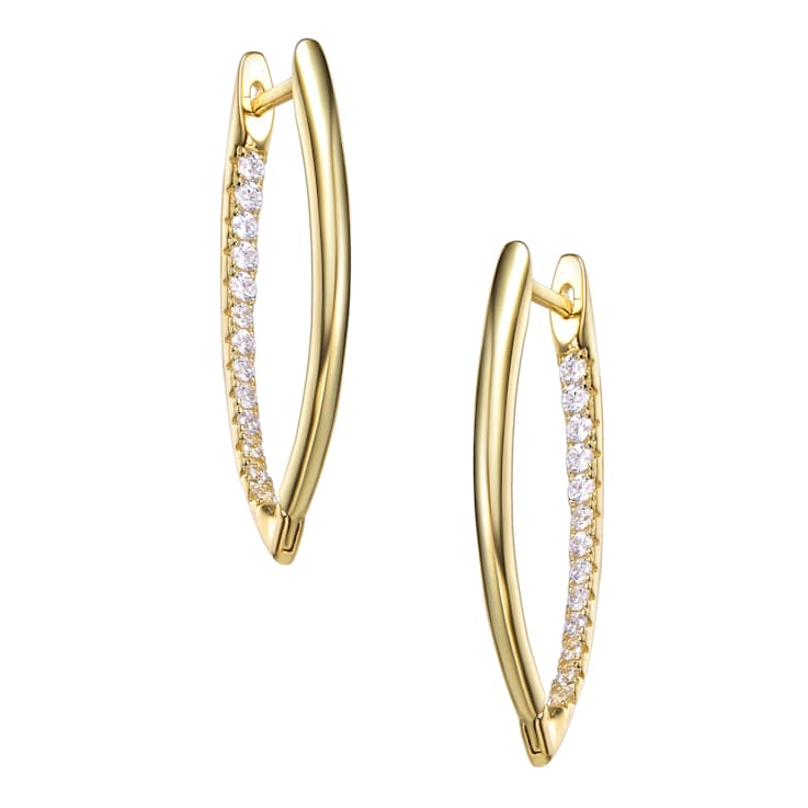Marquise-Shaped CZ Inside-Out Hoop Earrings In 14K Gold Over Sterling Silver
