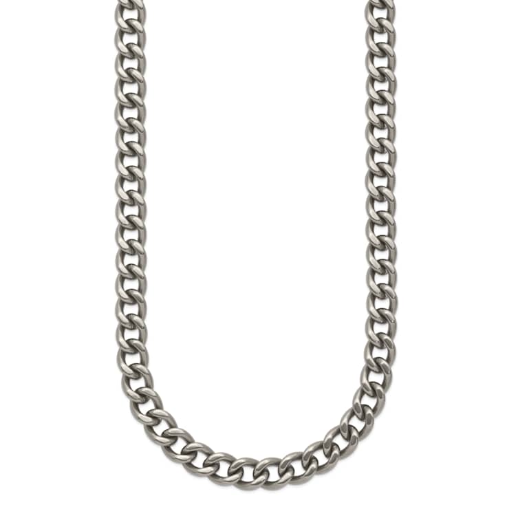 Titanium 7.5mm Solid Polished Curb 24 Inch Chain