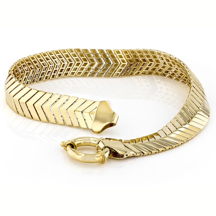 Chevron Link Bracelet In 18K Gold Over Sterling Silver