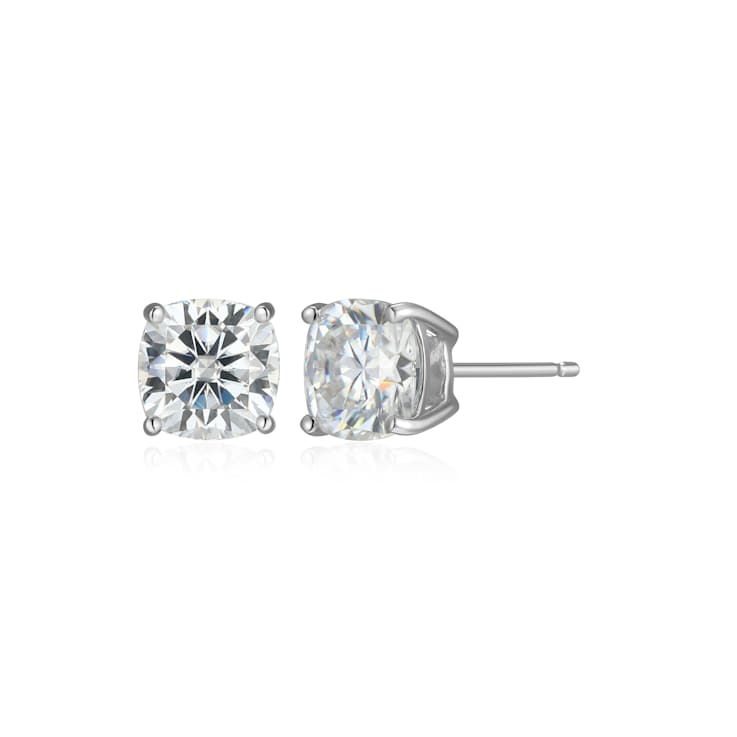 Square Cushion Cut Moissanite Platineve Stud Earrings 2.60ctw DEW