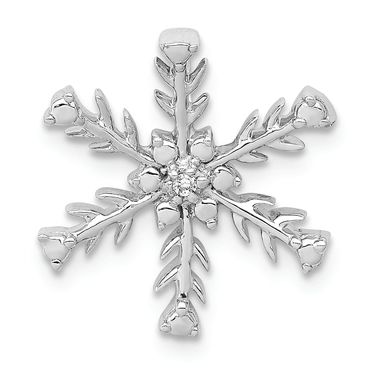 Rhodium Over 14k White Gold Diamond Snowflake chain slide