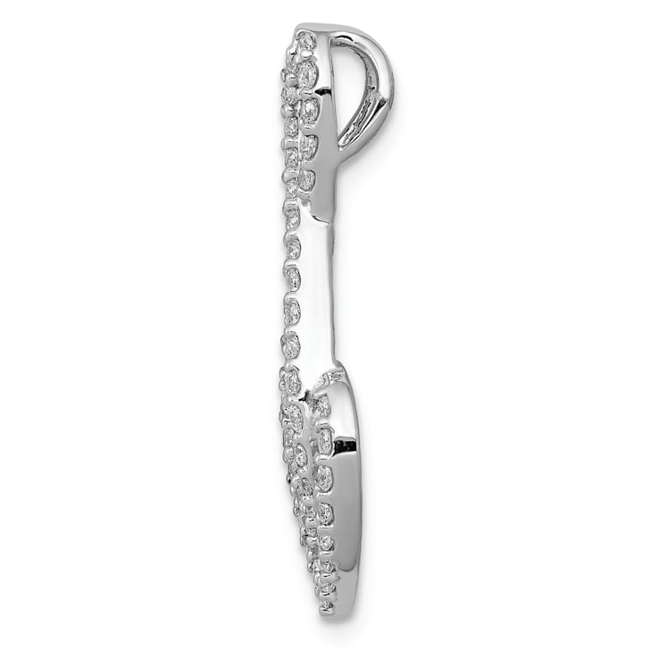 Rhodium Over 14k White Gold Diamond Fancy Heart Infinity Chain Slide Pendant