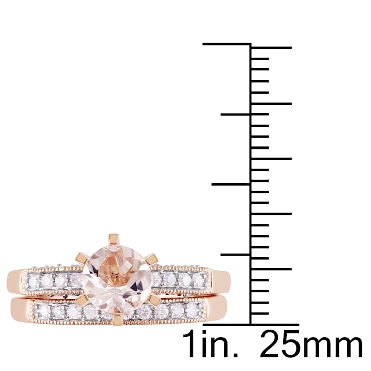 Morganite and Diamond 10K Rose Gold Ring 1.19ctw