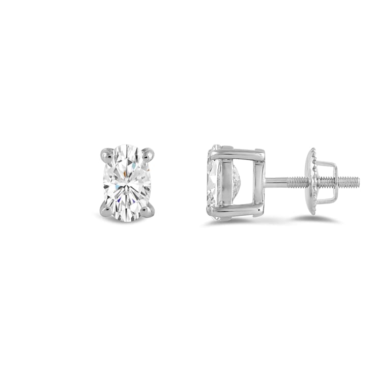 White Cubic Zirconia 14k White Gold Studs With Velvet Gift Box 0.50ctw
